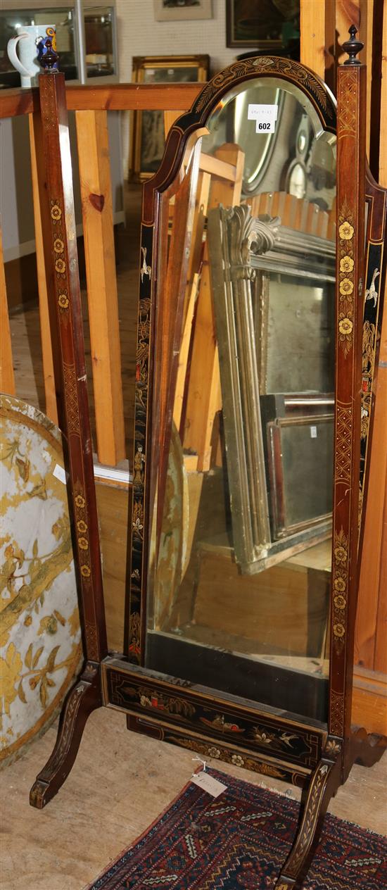 Chinoiserie lacquer cheval glass